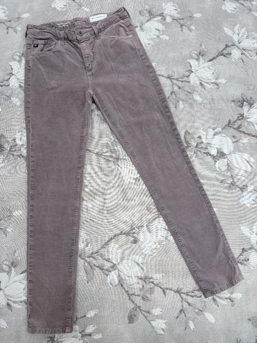 AG Adriano Goldschmied Anthropologie Stevie Ankle Slim Straight Jeans 26 Taupe